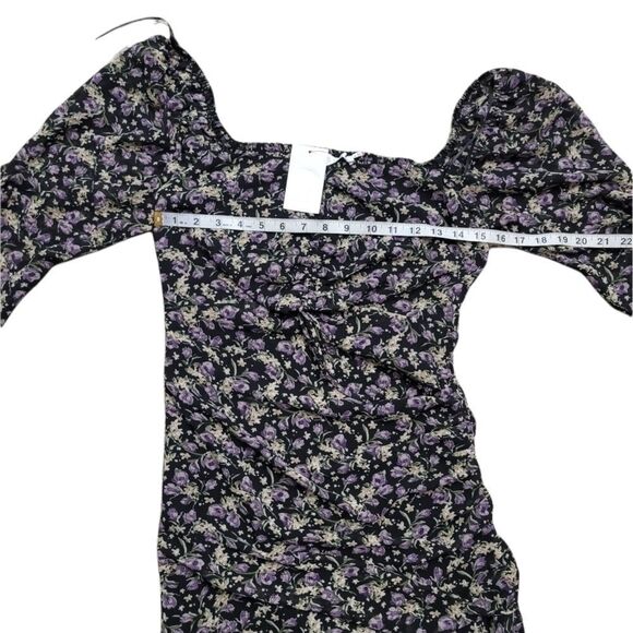Nwot Astr Sweetheart Cutout Dress In Black-purple Ditsy - Picture 9 of 12